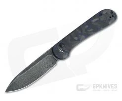 CIVIVI Button Lock Elementum Black Damascus Blue/Black Carbon Fiber Folder C2103DS-1