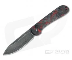 CIVIVI Button Lock Elementum Black Damascus Red/Black Carbon Fiber Folder C2103DS-2