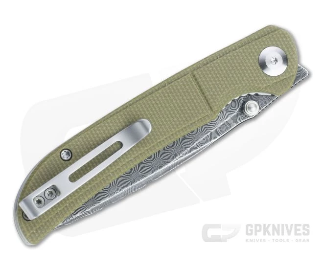 CIVIVI Imperium Black Hand Rubbed Damascus Olive Micarta Front Flipper C2107DS-2 - Image 2