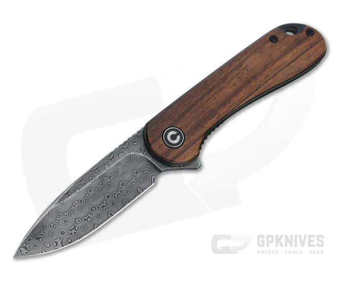 CIVIVI Elementum Black Damascus Cuibourtia Wood Liner Lock Flipper C907DS-2