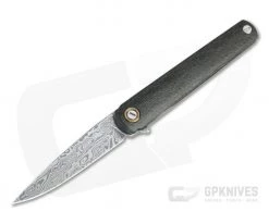 MKM Zieba Flame Limited Drop Point Bifrost Damasteel Raindrop Gold Carbon Fiber Frame Lock Flipper FL01-D