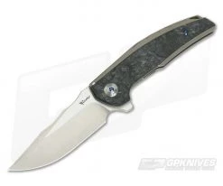Reate Knives JACK Integral Satin M390 Marbled Carbon Fiber Bronze Titanium Frame Lock Flipper