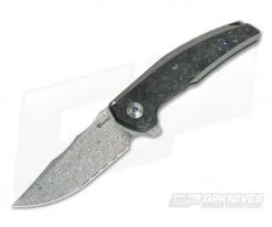 Reate Knives JACK Integral Damasteel Marbled Carbon Fiber Bead Blast Titanium Frame Lock Flipper 005
