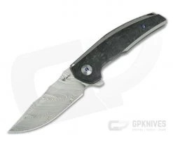 Reate Knives JACK Integral Damasteel Marbled Carbon Fiber Bead Blast Titanium Frame Lock Flipper