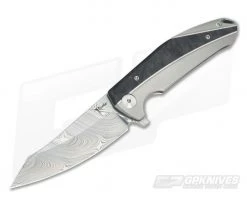 Reate Knives K-1 Marbled Carbon Fiber Titanium Damasteel Flipper