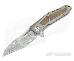 Reate Knives K-3 Mokuti Inlay Compound Ground Damasteel Flipper