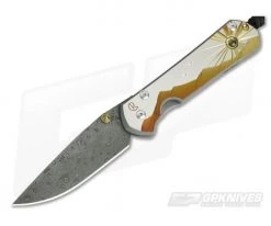 Chris Reeve Large Sebenza 21 Morning Sun Unique Damascus Citrine Cabochon 1058-03