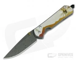 Chris Reeve Large Sebenza 21 Morning Sun Unique Damascus Citrine Cabochon 1058-04