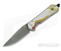 Chris Reeve Large Sebenza 21 Morning Sun Unique Damascus Citrine Cabochon 1114-01