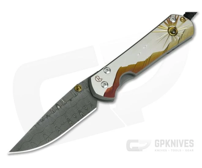 Chris Reeve Large Sebenza 21 Morning Sun Unique Damascus Citrine Cabochon 1114-02