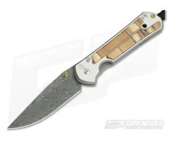 Chris Reeve Damascus Large Sebenza 21 Spalted Beech Wood Inlays 1168-01