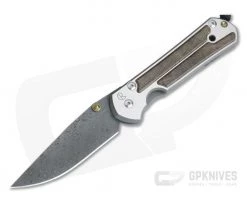 Chris Reeve Large Sebenza 21 Raindrop Damascus Striped Platan Wood Inlays 1240-001