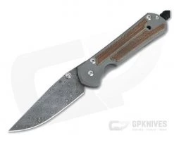 Chris Reeve Large Sebenza 21 Inlay Natural Canvas Micarta Damascus Raindrop Drop Point L21-1272