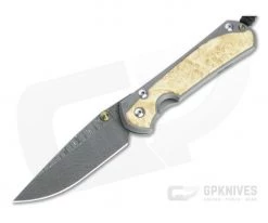 Chris Reeve Large Sebenza 31 Ladder Damascus Box Elder Inlaid Titanium Folding Knife 002