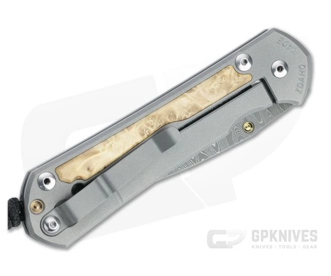 Chris Reeve Large Sebenza 31 Ladder Damascus Box Elder Inlaid Titanium Folding Knife - Image 2