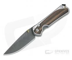 Chris Reeve Large Sebenza 31 Macassar Ebony Inlay Raindrop Damascus Folder