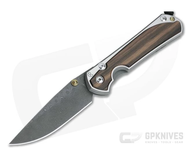 Chris Reeve Large Sebenza 31 Macassar Ebony Inlay Raindrop Damascus Folder
