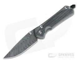 Chris Reeve Large Sebenza 31 Black Canvas Micarta Inlay Boomerang Damascus Drop Point