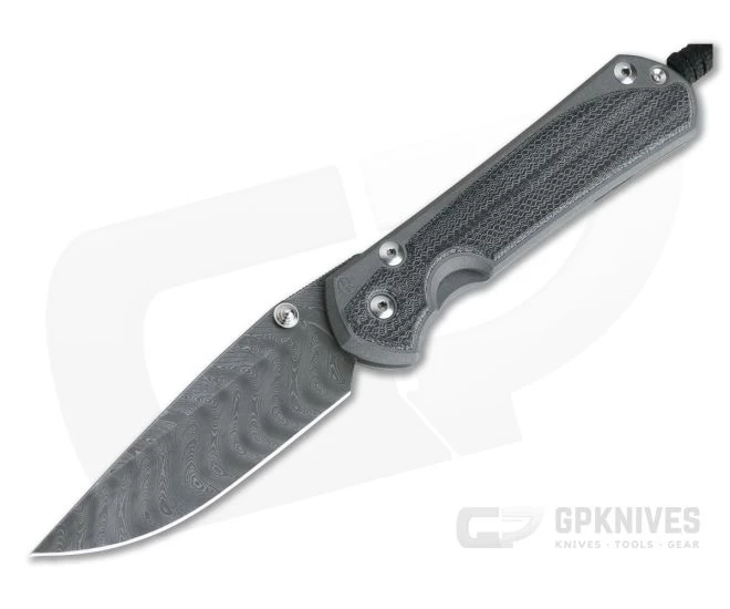 Chris Reeve Large Sebenza 31 Black Canvas Micarta Inlay Boomerang Damascus Drop Point