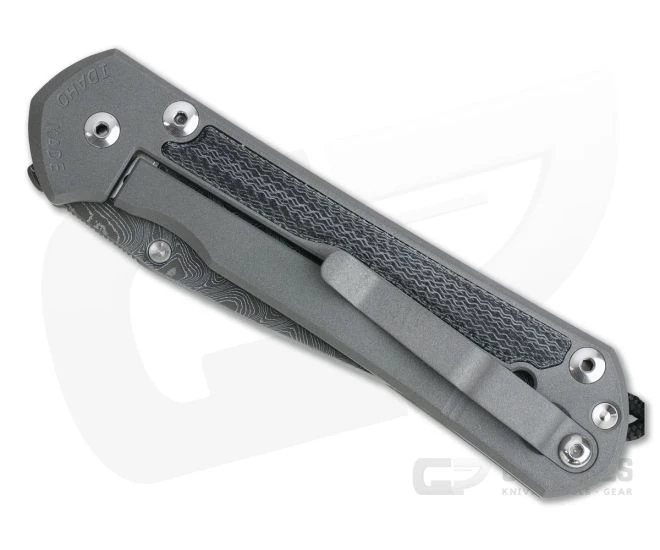 Chris Reeve Large Sebenza 31 Left Handed Black Canvas Micarta Inlay Boomerang Damascus Drop Point - Image 2