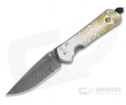 Chris Reeve Large Sebenza 31 Unique Graphic w/ Tiger's Eye Boomerang Damascus Folder 003