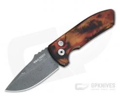Protech Les George SBR Nichols Damascus "Del Fuego" #11 Custom Anodized Automatic LG-DFD20
