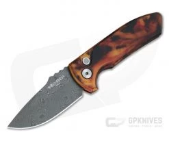 Protech Les George SBR Nichols Damascus "Del Fuego" #13 Custom Anodized Automatic LG-DFD20