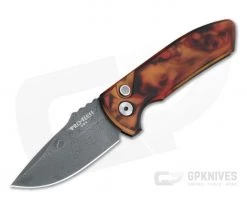 Protech Les George SBR Nichols Damascus "Del Fuego" #2 Custom Anodized Automatic LG-DFD20