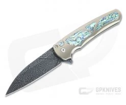 Protech Malibu Custom Wharncliffe Mosaic Damascus Abalone Inlaid Bronze 3D Titanium Flipper