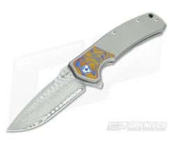 Reate Knives Mini Horizon-D Mokuti Titanium Damasteel Frame Lock Flipper