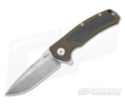 Reate Knives Mini Horizon-D Bronze Titanium Carbon Fiber Damasteel Frame Lock Flipper