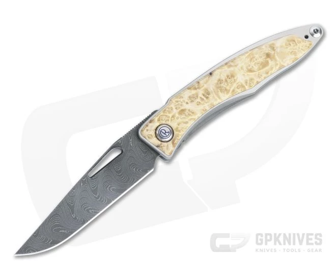 Chris Reeve Mnandi Box Elder Boomerang Damascus Frame Lock Folder 003