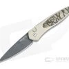 Protech Newport Custom Nichols Damascus Two-Tone Bronze Tiger Coral Inlaid Titanium Automatic NP-C-01