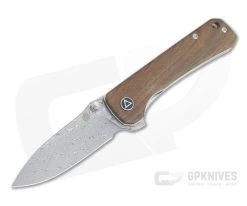 QSP Knives Hawk Damascus Verawood Liner Lock Flipper