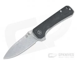 QSP Knives Hawk Damascus Shredded Carbon Fiber Liner Lock Flipper
