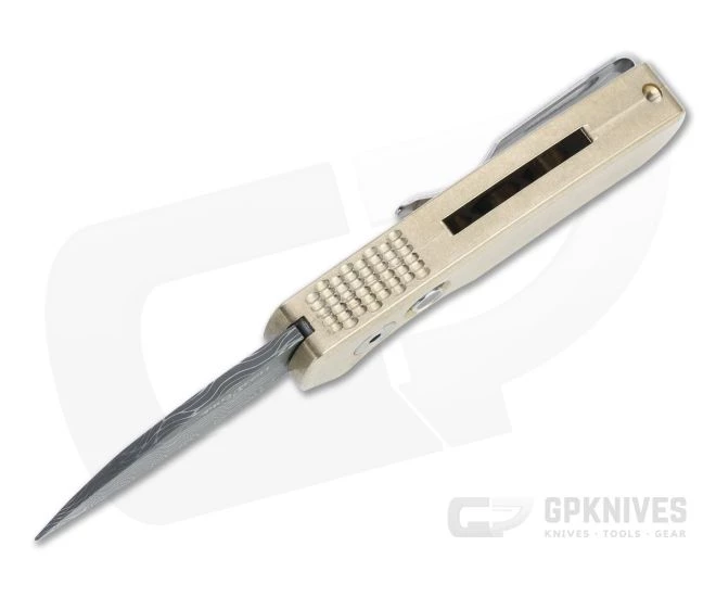 Protech Runt 5 Custom LTD Wharncliffe Vegas Forge Damascus Aluminum Bronze Automatic R5110-D - Image 3