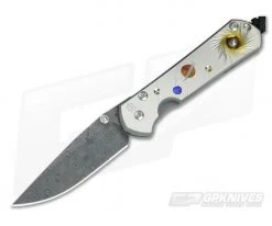 Chris Reeve Small Sebenza 21 Nichols Damascus Solar System with Pyrite 1058-06