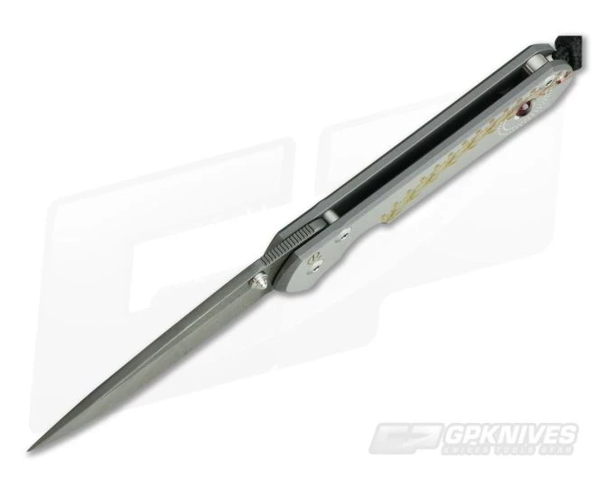 Chris Reeve Damascus Small Sebenza 21 Unique Graphic Ruby Cabochon - Image 3