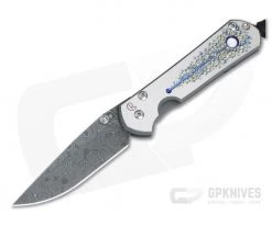 Chris Reeve Damascus Small Sebenza 21 Double Lug Unique Graphic Mother of Pearl Cabochon