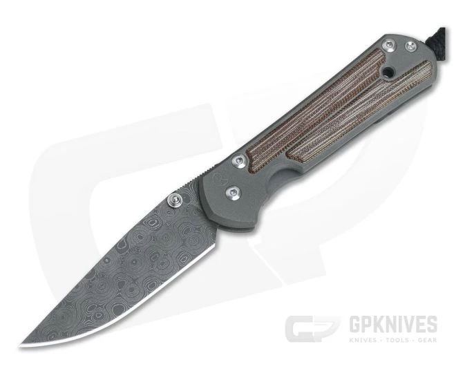 Chris Reeve Small Sebenza 21 Inlay Natural Canvas Micarta Damascus Raindrop Drop Point 1272-002