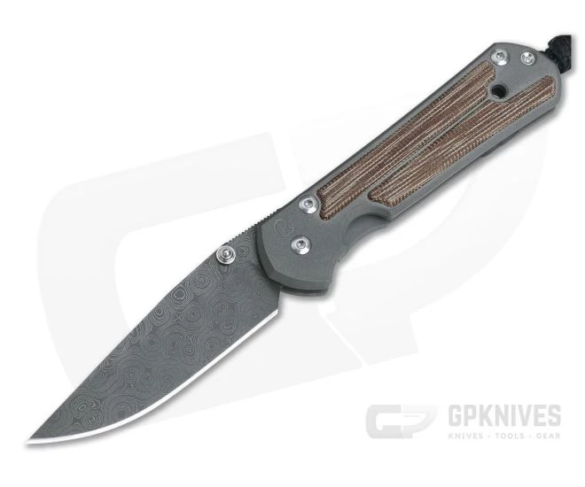 Chris Reeve Small Sebenza 21 Inlay Natural Canvas Micarta Damascus Raindrop Drop Point