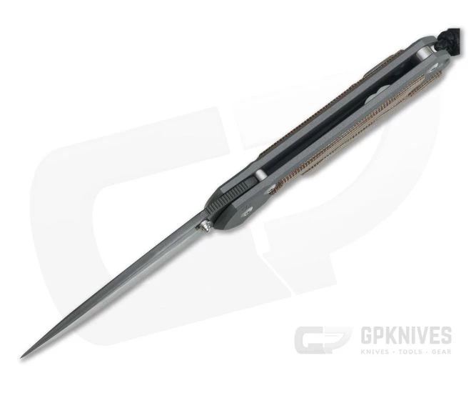 Chris Reeve Small Sebenza 21 Inlay Natural Canvas Micarta Damascus Raindrop Drop Point - Image 3