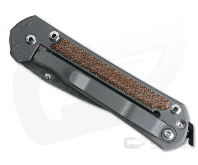 Chris Reeve Small Sebenza 21 Left Handed Natural Canvas Micarta Damascus Raindrop Drop Point - Image 2