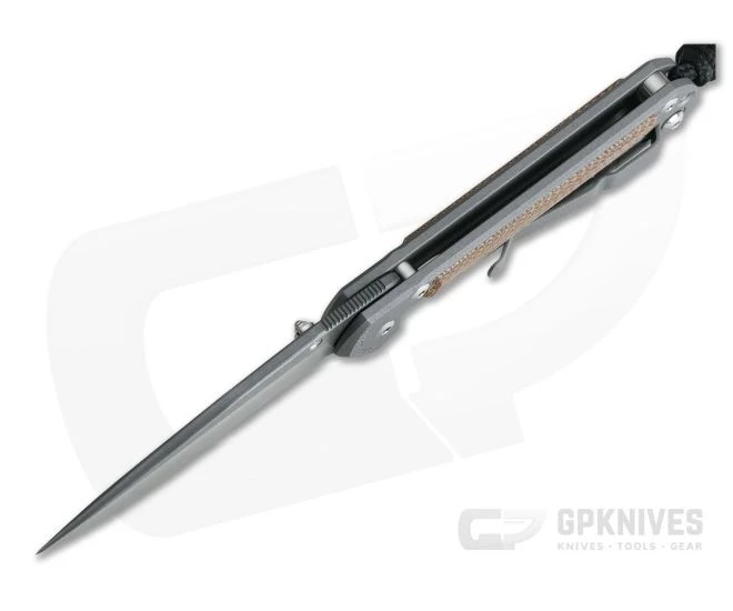 Chris Reeve Small Sebenza 21 Left Handed Natural Canvas Micarta Damascus Raindrop Drop Point - Image 3