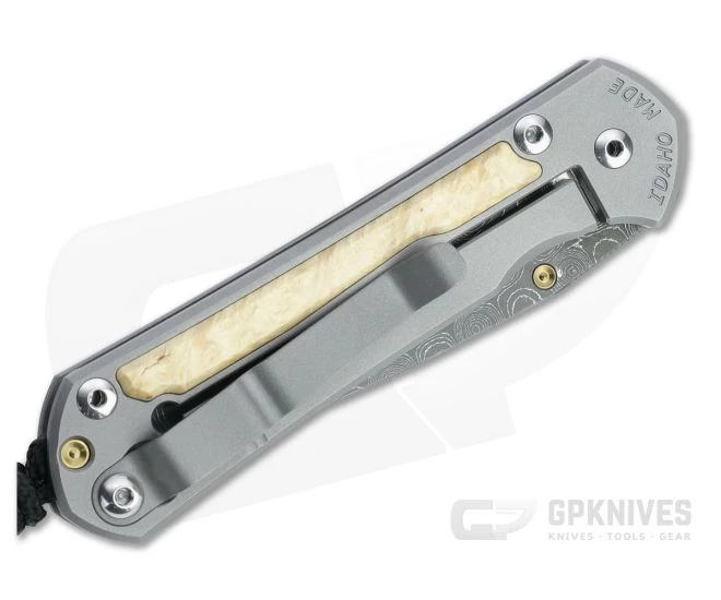 Chris Reeve Small Sebenza 31 Raindrop Damascus Box Elder Inlaid Titanium Folding Knife 002 - Image 2