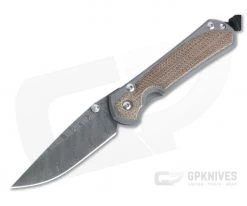 Chris Reeve Small Sebenza 31 Natural Canvas Micarta Inlay Boomerang Damascus Drop Point 001