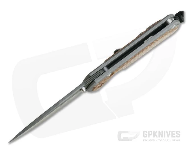 Chris Reeve Small Sebenza 31 Natural Canvas Micarta Inlay Boomerang Damascus Drop Point - Image 3