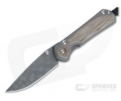 Chris Reeve Small Sebenza 31 Natural Canvas Micarta Inlay Raindrop Damascus Drop Point
