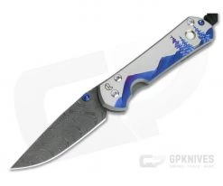 Chris Reeve Small Sebenza 31 Night Sky Unique Mother of Pearl Cabochon Boomerang Damascus Folder 002