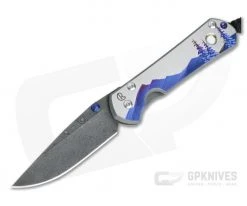 Chris Reeve Small Sebenza 31 Unique Graphic Night Sky w/ MOP Cabochon Raindrop Damascus Folder